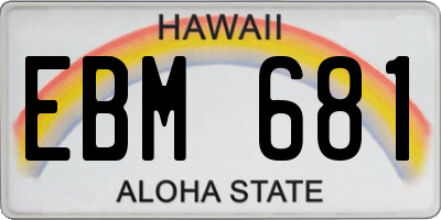 HI license plate EBM681