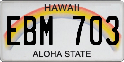 HI license plate EBM703