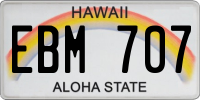 HI license plate EBM707