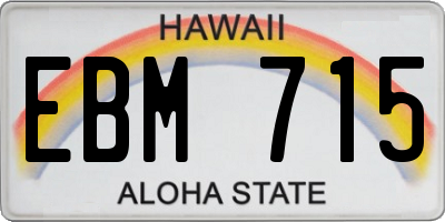 HI license plate EBM715