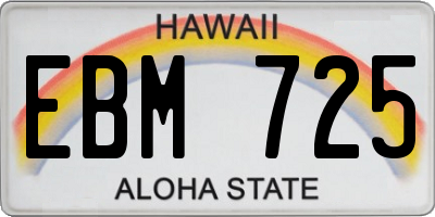 HI license plate EBM725