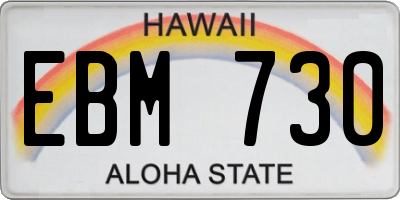 HI license plate EBM730
