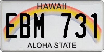 HI license plate EBM731