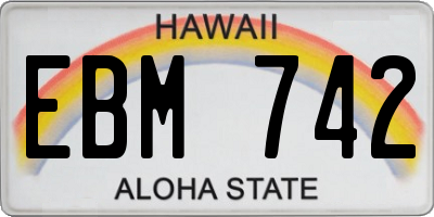 HI license plate EBM742