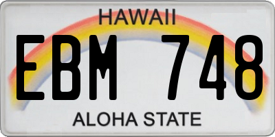 HI license plate EBM748