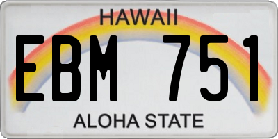 HI license plate EBM751