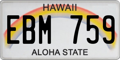 HI license plate EBM759
