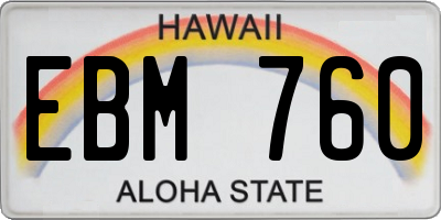 HI license plate EBM760