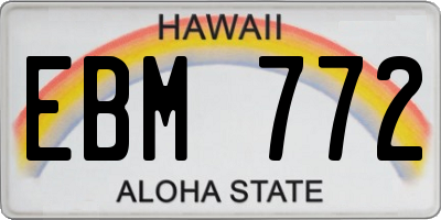 HI license plate EBM772