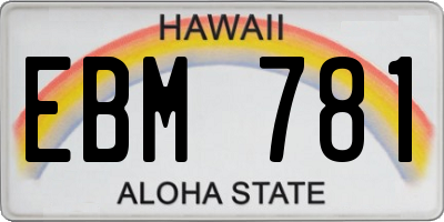HI license plate EBM781