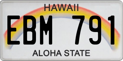 HI license plate EBM791