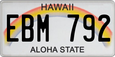 HI license plate EBM792