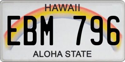 HI license plate EBM796
