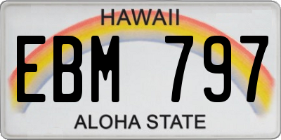 HI license plate EBM797