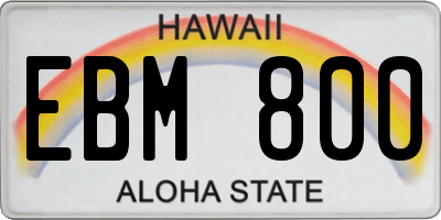 HI license plate EBM800