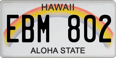 HI license plate EBM802