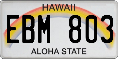 HI license plate EBM803