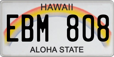 HI license plate EBM808