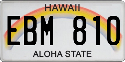 HI license plate EBM810