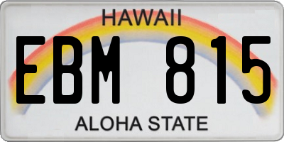 HI license plate EBM815
