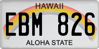 HI license plate EBM826