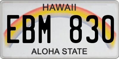 HI license plate EBM830