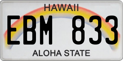 HI license plate EBM833