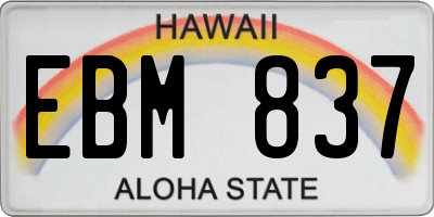 HI license plate EBM837