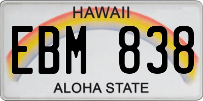 HI license plate EBM838