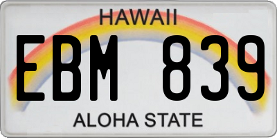HI license plate EBM839