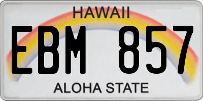 HI license plate EBM857