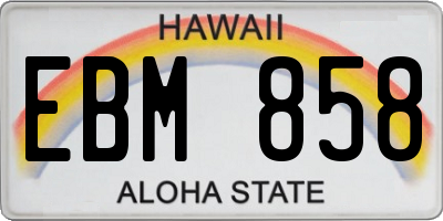 HI license plate EBM858