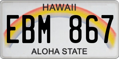 HI license plate EBM867