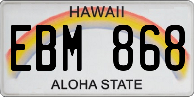 HI license plate EBM868
