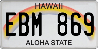 HI license plate EBM869