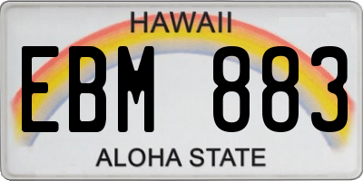 HI license plate EBM883