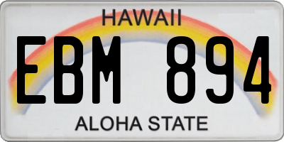 HI license plate EBM894