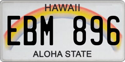 HI license plate EBM896
