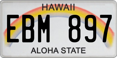 HI license plate EBM897