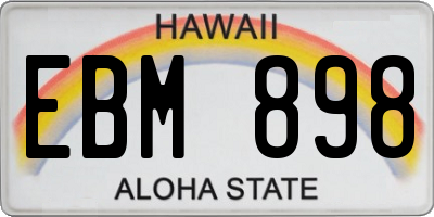 HI license plate EBM898