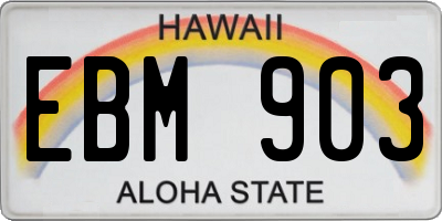 HI license plate EBM903