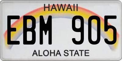 HI license plate EBM905
