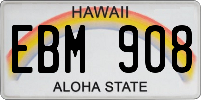 HI license plate EBM908