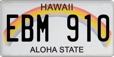 HI license plate EBM910