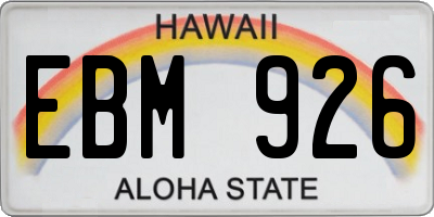 HI license plate EBM926
