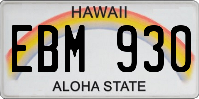 HI license plate EBM930