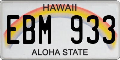 HI license plate EBM933