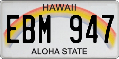 HI license plate EBM947