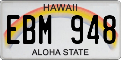 HI license plate EBM948