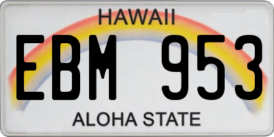 HI license plate EBM953